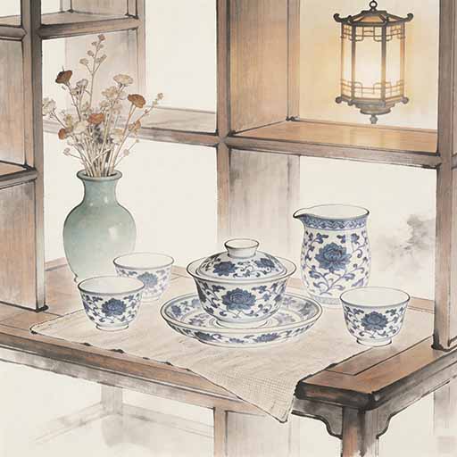 Blue and White Porcelain Tea Sets