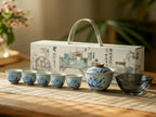 Hand-Painted Blue and White Gaiwan Tea Set