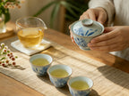 Hand-Painted Blue and White Gaiwan Tea Set