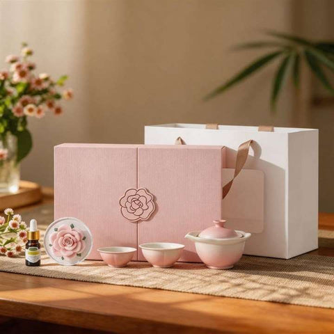 Pink Floral Travel Tea Set