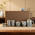 Luxury Blue Floral Tea Set