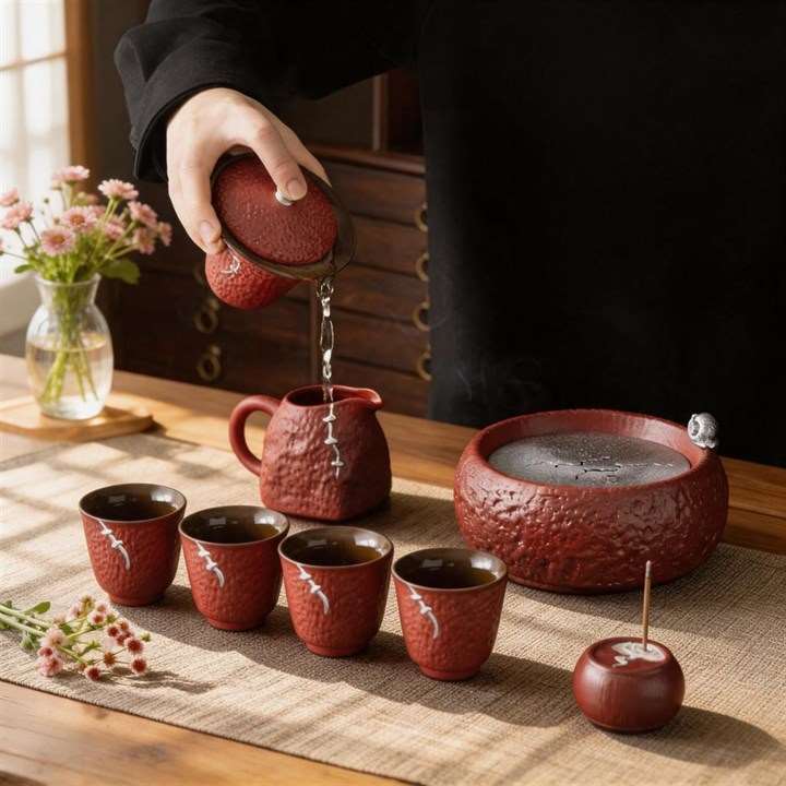 Red Gaiwan Gongfu Tea Set