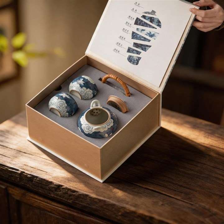 Crane Blue and White Tea Set