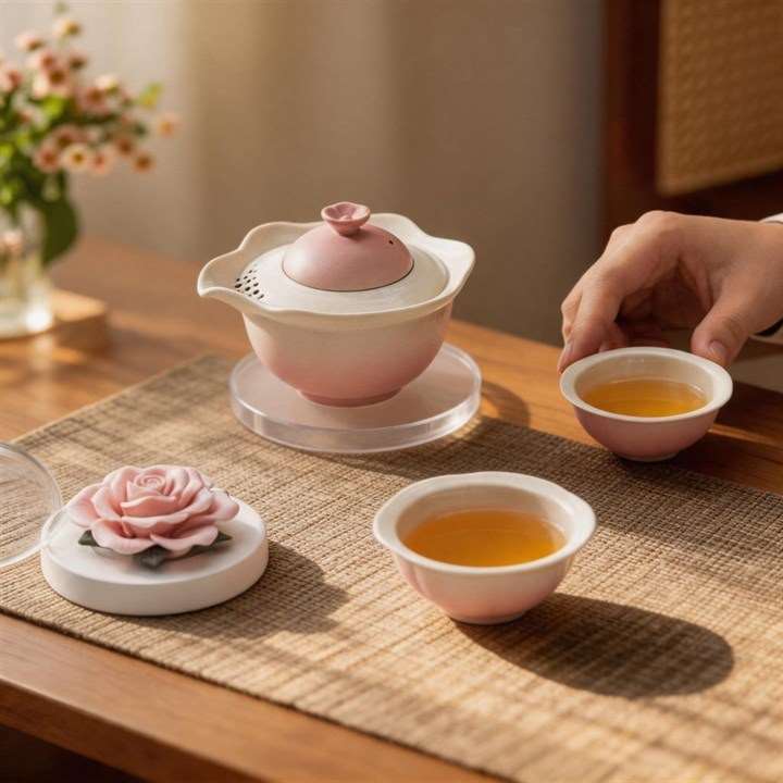 Pink Floral Travel Tea Set
