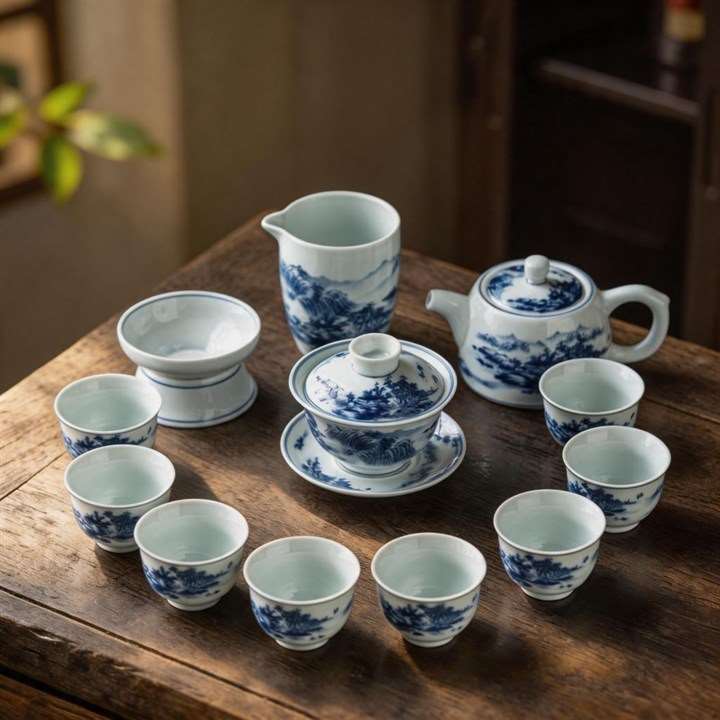 Blue Bamboo Chinese Tea Set