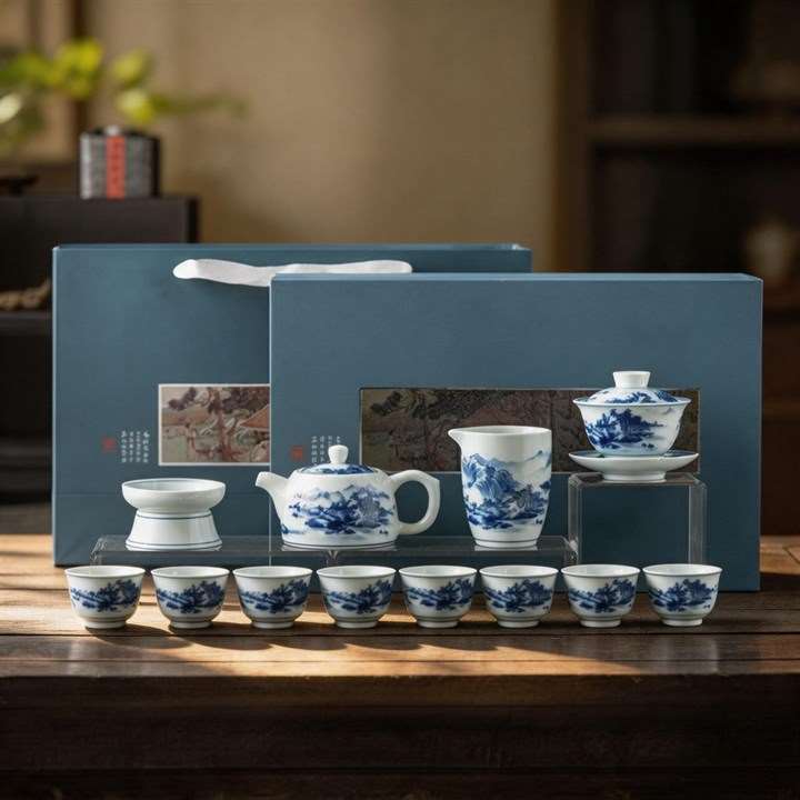 Blue Bamboo Chinese Tea Set