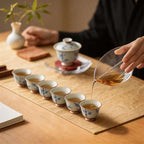 Blue and White Bamboo Tea Set