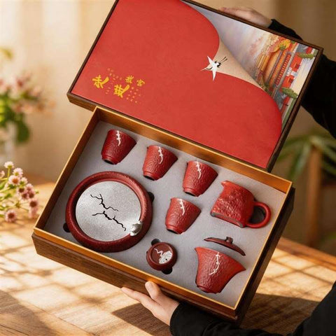 Red Gaiwan Gongfu Tea Set