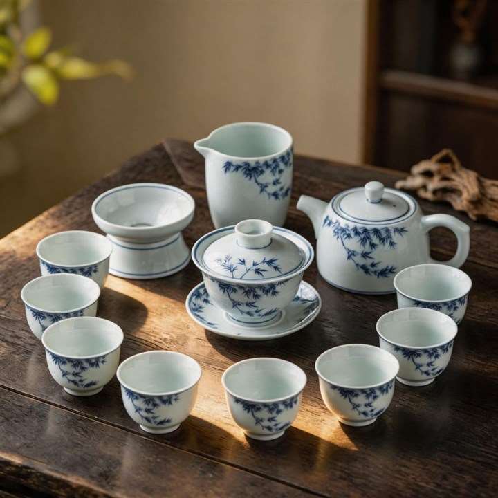 Blue Bamboo Chinese Tea Set